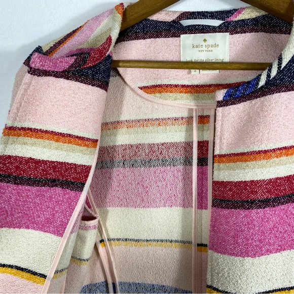 Kate Spade Berber Stripe jacket Cotton Pink Blue White Summer Spring Size 4 - Picture 7 of 10